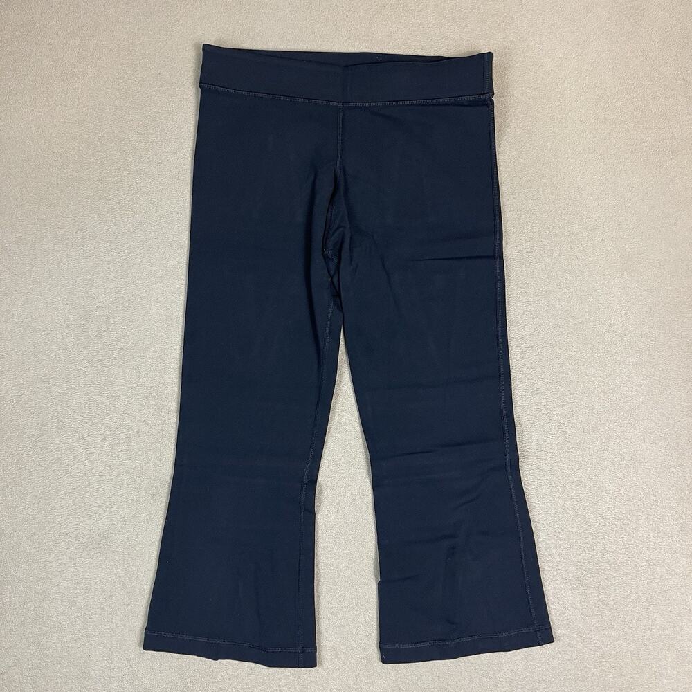 Lululemon Pants Womens M Black Cropped Pull On Athletic Stretch Slit Hem